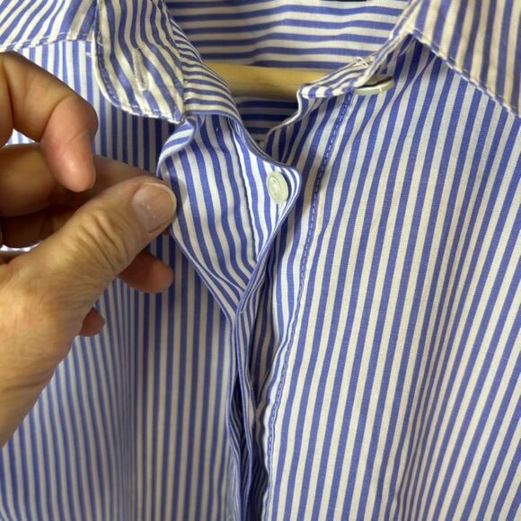 J. Crew Blue White Striped Cotton Poplin Hidden Button Signature Fit Shirt Sz 8 - Picture 7 of 15